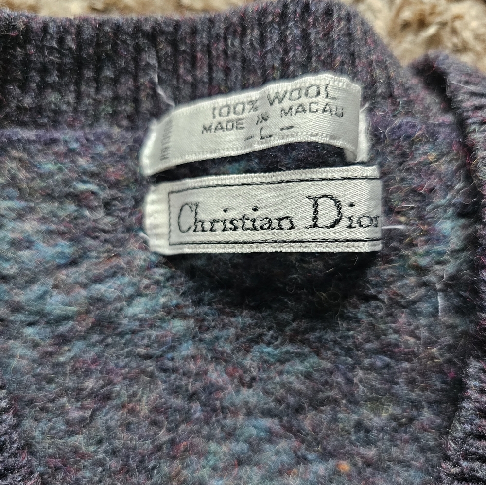Christian Dior Vintage Argyle Wool gray blue Elegant preppy vest size S -L - Picture 3 of 8